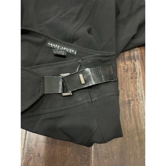 Larry Levine Black Asymmetrical Stretch Skirt With Side Buckle Detail Size 8 - Picture 4 of 9